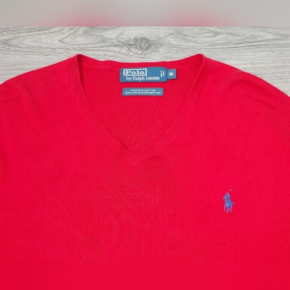Excellent Used Condition Men's POLO RALPH LAUREN Pima Cotton V-Neck Sweater Med - Picture 3 of 7